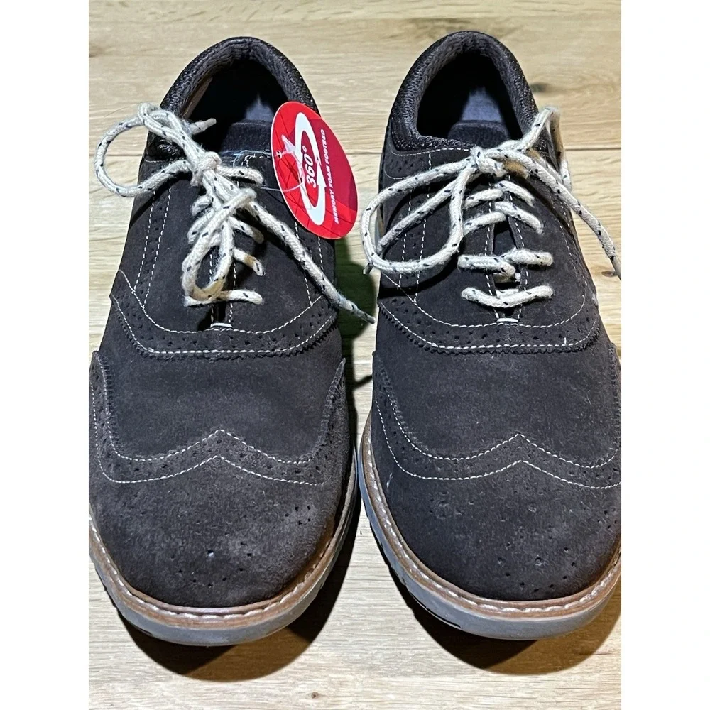 Men's Brown Suede Wingtip Bass Propel Shoes Size 8.5 Preppy Dressy Classic